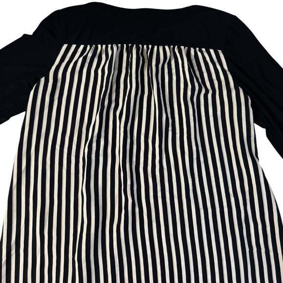 Joseph Ribkoff Black Flowy Top Size 14 Graphic Trim Lightweight Monochrome Drama - Picture 4 of 6